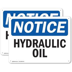 (2 Pack) Hydraulic Oil OSHA Notice Sign 7 Inch X 5 Inch Vinyl Label Decal Sticker Weather Resistant, UV Protected for Workplace, Business, and Construction Site, Made in the USA