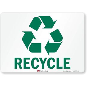 SmartSign-U1-1028-RD 3M Engineer Grade Reflective Label, Legend "Recycle" with Graphic, 5" high x 7" wide, Green on White