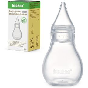 Haakaa Silicone Baby Nasal Aspirator | Nose Bulb Syringe | Easy-Squeezy Baby Nose Cleaner, 0m+ Newborn Infant &Toddler - BPA Free Silicone-2 Tips