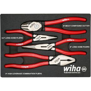 Wiha 4 Piece Classic Grip Pliers and Cutters Tray Set