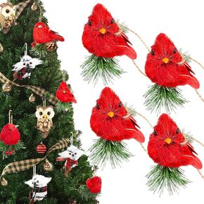 4PCS Woodland Christmas Ornaments, Owl Ornaments for Christmas Trees, Christmas Decorations for Tree, Rustic Christmas Ornaments, Woodland Animals for Christmas Tree Ornaments