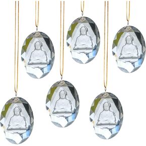 HDCRYSTALGIFTS 18PCS Crystal Glass Christmas Ornaments 1.2″ Crystal Prisms Flower Xmas Tree Decorations,Hanging Ornaments for Christmas Tree Winter New Year Party Home Decor