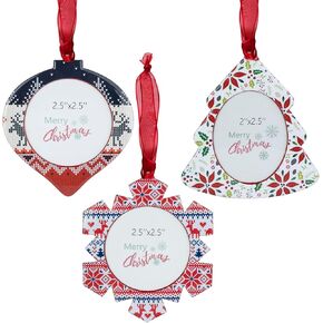 3PCS Christmas Tree Ornaments Set Picture Frame Ornament Holiday Keepsake Gift Home Decor Christmas Decorations Xmas Gifts Pendant with 2" Photo Frame Insert (Snowman Set 2024) in Kuwait