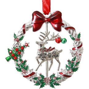 Christmas Tree Ornaments Decorations - 2024 Metal Xmas Wreath Ornament with Rotatable Deer Tree Charms Keepsake Decorative, Merchandise Gift Ideas Holiday Indoors Home House Decor (Deer)