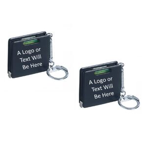 2 Pcs - Black 3ft Measuring Tape Keychains w/Level - Randomly Branded Overstock