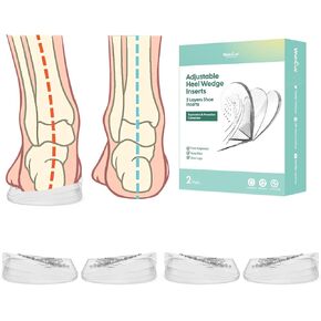 Adjustable Heel Lift Insert for Women - (2 Pairs) Welnove 3 Layers Heel Wedge for Supination & Pronation Correction, Adhesive Heel Inserts for Bow Legs, Knee Pain, Foot Alignment - Size M