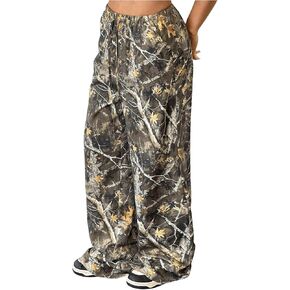 Milumia Girl's Camo Print Wide Straight Leg Trousers Elastic Waist Track Pants