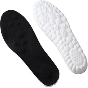 4D Cloud Technology Insoles,Cloud Soles for Men and Women,Memory Foam Insoles,Acupoint Massage Insole for Foot,Super Soft,Shock Absorption,Joint Support,Unisex,Free Cutting (Black, Men 8-12.5)