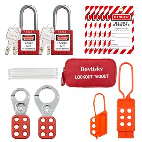 مجموعة Boviisky Lockout Tagout Kit الكهربائية - قفل أمان، ومشبك قفل، ومشبك على قفل قاطع الدائرة، وعلامة قفل وربطة عنق بسحاب. in Kuwait