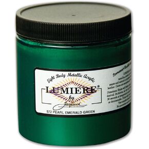 Jacquard Lumiere Fabric Paint Pearl GREE, Pearlescent Emerald Green 8 oz Jar