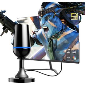 Indoor Digital TV Antenna Long Range with Signal Booster 4K fire Stick max Free for All 4K 1080P HDTV Local Channels Support All TV with long Coax Cable (Stick Antenna) (Cup Antenna)（orange trim）