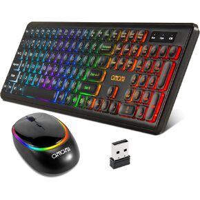 CHONCHOW Wireless Keyboard and Mouse Rechargeable LED Combo RGB Backlit Silent USB 2.4g Mini Multi DPI for Work Gaming Compatible with Windows Mac Iinux