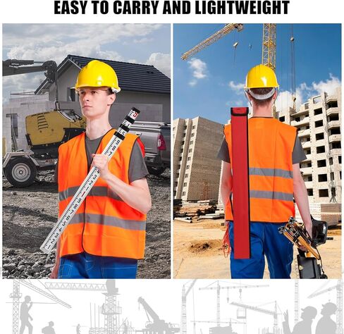 9-Foot Aluminum Grade Rod, 5 Sections Dual Sided Telescopic Measuring Rod with Bubble Level and Carrying Bag, Portable Stretchable Leveling Rod for Construction Work Surveying in Kuwait
