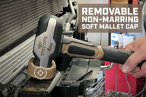 Spec Ops Tools Engineering Hammer, 4 lb Sledge hammer with Removable Soft Mallet Cap & Bi-Material Shock Absorbing & Vibration Dampening Handle, 3% Donated to Veterans, Black/Tan in Kuwait