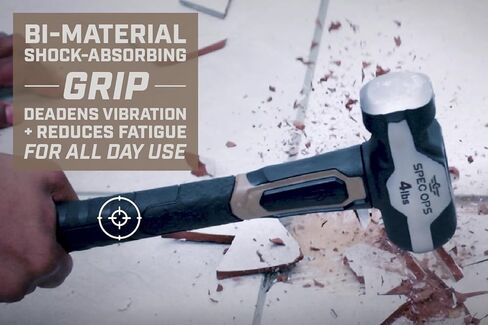 Spec Ops Tools Engineering Hammer, 4 lb Sledge hammer with Removable Soft Mallet Cap & Bi-Material Shock Absorbing & Vibration Dampening Handle, 3% Donated to Veterans, Black/Tan in Kuwait