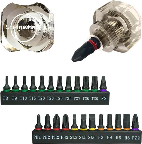 17in1 Short Stubby Mini Screwdriver for Tight Space, S2 Steel Metric and SAE Hex Bits, Cellulose Acetate Fiber Made Handle, Compact EDC in Saudi Arabia