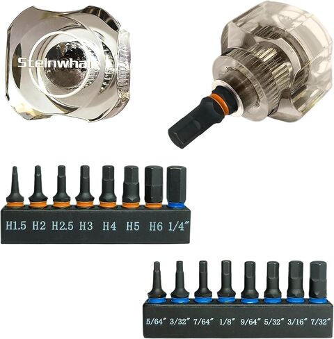 17in1 Short Stubby Mini Screwdriver for Tight Space, S2 Steel Metric and SAE Hex Bits, Cellulose Acetate Fiber Made Handle, Compact EDC in Saudi Arabia