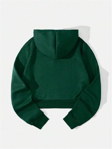 Women's Thermal Lined Drawstring Cropped Hoodie Long Sleeve Pullovers Sweatshirts in Saudi Arabia
