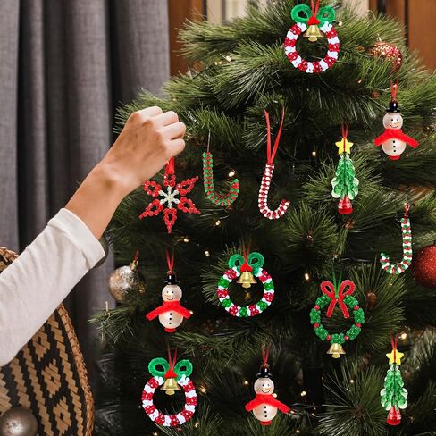Christmas Beaded Craft Kit for Kids 60 Pcs Christmas Ornament Kits Tree Decorations Hanging Decors Xmas Party Favors (Snowman x12, Christmas Tree x12, Wreath x12, Snowflake x12, Candy Cane x12) in Saudi Arabia