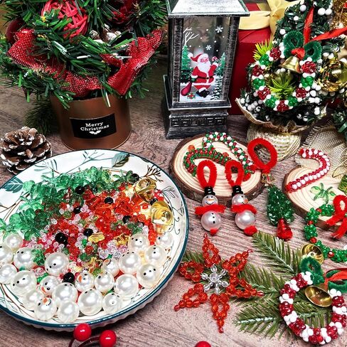 Christmas Beaded Craft Kit for Kids 60 Pcs Christmas Ornament Kits Tree Decorations Hanging Decors Xmas Party Favors (Snowman x12, Christmas Tree x12, Wreath x12, Snowflake x12, Candy Cane x12) in Saudi Arabia