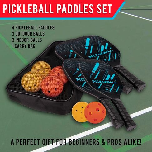 R&T Pickleball Paddles Set of 2 or 4, USAPA Approved Lightweight Pickleball Racket Set with Pickleball Balls and Carry Bag, Pickle Ball Equipment with Accesories, Pickle Ball Set for Men and Women in Saudi Arabia