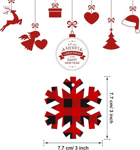 20 Pieces Christmas Wooden Snowflake Decorations Buffalo Plaid Wood Snowflake Hanging Ornaments with Buffalo Check Christmas Wooden Snowflake Cutouts with Ropes for Xmas Decorations Tree Decor in Saudi Arabia