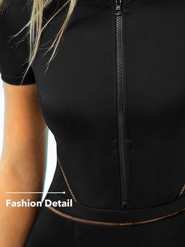 CUPSHE Women's One Piece Swimsuit Rash Guard Short Sleeve UPF 50+ UV High Neck Zipper in Saudi Arabia