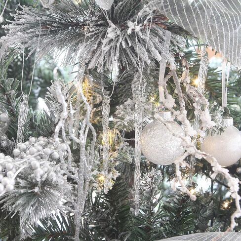 Sea Team Clear Glass Icicles Drops Ornaments for Christmas Tree Decorations, 3.9-5.9 inches, Set of 36 in Saudi Arabia