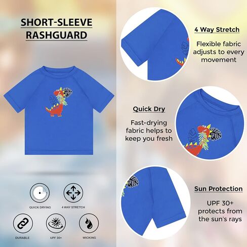 Baby Boys Swim Set - Short-Sleeve Rash Guard and Swim Trunks - Camo Dino Baby Boy Swimsuit (Trench, 18M) in Saudi Arabia