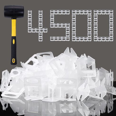 Tile Leveling System 1/8" Spacers Tile Leveler Clips 5500 Pcs and 16 oz Rubber Mallet Hammer .Tile Tools Set for Professional Ceramic and Stone Installation in Kuwait