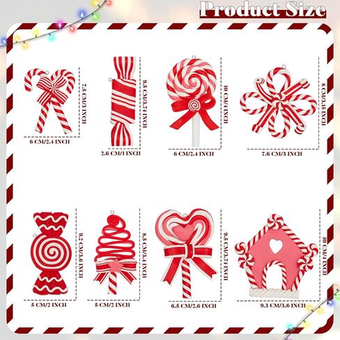 Christmas Lollipop Ornaments 8Pcs-Christmas Candy Polymer Clay Ornaments-Christmas Decoration Candy Hanging Decoration,Christmas Tree Hanging Decoration,Party Supplies (red -White) in Saudi Arabia