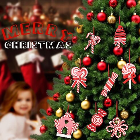 Christmas Lollipop Ornaments 8Pcs-Christmas Candy Polymer Clay Ornaments-Christmas Decoration Candy Hanging Decoration,Christmas Tree Hanging Decoration,Party Supplies (red -White) in Saudi Arabia