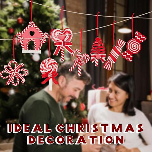 Christmas Lollipop Ornaments 8Pcs-Christmas Candy Polymer Clay Ornaments-Christmas Decoration Candy Hanging Decoration,Christmas Tree Hanging Decoration,Party Supplies (red -White) in Saudi Arabia