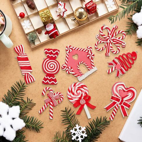 Christmas Lollipop Ornaments 8Pcs-Christmas Candy Polymer Clay Ornaments-Christmas Decoration Candy Hanging Decoration,Christmas Tree Hanging Decoration,Party Supplies (red -White) in Saudi Arabia