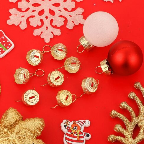 100pcs Round Christmas Ball Ornament Caps 0.47in, Ornament Tops Caps Xmas Hanger DIY Decorations Cap for Christmas Tree Ceramic Glass Porcelain Top Hanging Ornaments, Gold in Saudi Arabia