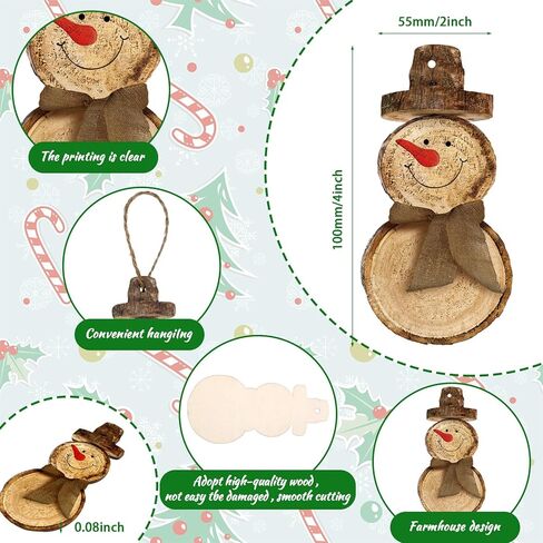 Maitys 36 جهاز كمبيوتر شخصى ثلج الشكل الخشبي عيد الميلاد ثلج شنقا الحلي الشتاء ثلج شجرة عيد الميلاد الحلي الزينة مزرعة شجرة عيد الميلاد شنقا القواطع مع الحبل للديكور (أبيض) in Kuwait