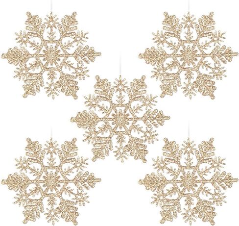 4''/10cm Sparkling Glittered Plastic Snowflake Ornaments Christmas Tree Decorations(30ct, Gold) in Saudi Arabia