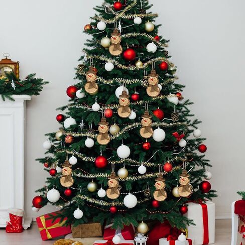 Maitys 36 جهاز كمبيوتر شخصى ثلج الشكل الخشبي عيد الميلاد ثلج شنقا الحلي الشتاء ثلج شجرة عيد الميلاد الحلي الزينة مزرعة شجرة عيد الميلاد شنقا القواطع مع الحبل للديكور (أبيض) in Kuwait