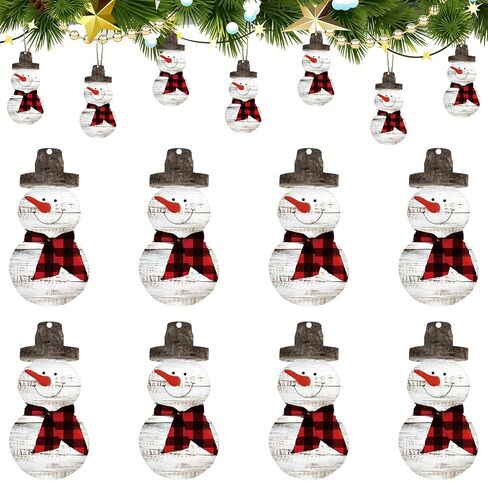 Maitys 36 Pcs Snowman Figure Wooden Christmas Snowman Hanging Ornaments Winter Snowman Christmas Tree Ornaments Decorations Farmhouse Xmas Tree Hanging Cutouts with Lanyard for Decor (White) in Saudi Arabia