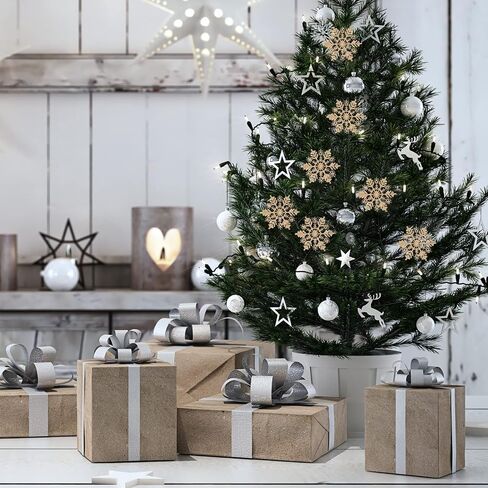 4''/10cm Sparkling Glittered Plastic Snowflake Ornaments Christmas Tree Decorations(30ct, Gold) in Saudi Arabia