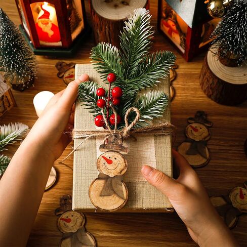 Maitys 36 جهاز كمبيوتر شخصى ثلج الشكل الخشبي عيد الميلاد ثلج شنقا الحلي الشتاء ثلج شجرة عيد الميلاد الحلي الزينة مزرعة شجرة عيد الميلاد شنقا القواطع مع الحبل للديكور (أبيض) in Kuwait