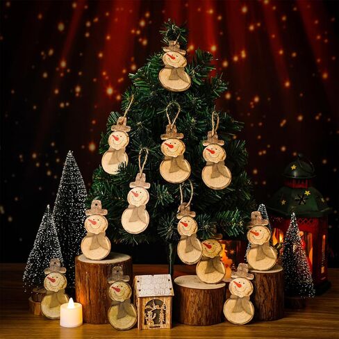 Maitys 36 جهاز كمبيوتر شخصى ثلج الشكل الخشبي عيد الميلاد ثلج شنقا الحلي الشتاء ثلج شجرة عيد الميلاد الحلي الزينة مزرعة شجرة عيد الميلاد شنقا القواطع مع الحبل للديكور (أبيض) in Kuwait