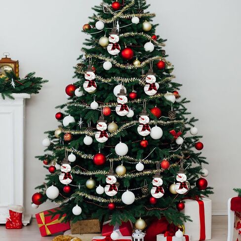 Maitys 36 Pcs Snowman Figure Wooden Christmas Snowman Hanging Ornaments Winter Snowman Christmas Tree Ornaments Decorations Farmhouse Xmas Tree Hanging Cutouts with Lanyard for Decor (White) in Saudi Arabia