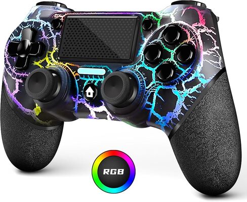 قطعتان من وحدة التحكم اللاسلكية لجهاز PS4، وظيفة الصوت والتوربو مقاس 3.5 مم، عصا تحكم باللونين الأبيض والأسود بتصميم مخصص V2 Gamepad لجهاز PS4، متوافقة مع PS4 وSlim وPro والكمبيوتر الشخصي in Saudi Arabia