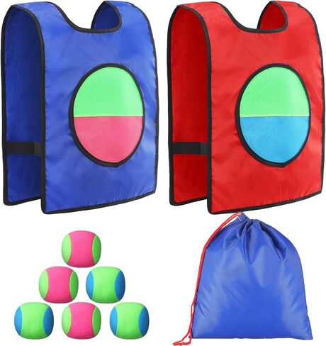 لعبة دودج بول للأطفال مجموعة كرات القذف والالتقاط، 2 سترات للإمساك، 6 كرات دودج، 1 حقيبة برباط، ألعاب ساحة الشاطئ، مجموعة كرات الإمساك، ألعاب حفلات الحديقة، ألعاب خارجية لعيد الميلاد كهدية عيد الميلاد in Kuwait