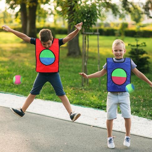 لعبة دودج بول للأطفال مجموعة كرات القذف والالتقاط، 2 سترات للإمساك، 6 كرات دودج، 1 حقيبة برباط، ألعاب ساحة الشاطئ، مجموعة كرات الإمساك، ألعاب حفلات الحديقة، ألعاب خارجية لعيد الميلاد كهدية عيد الميلاد in Kuwait