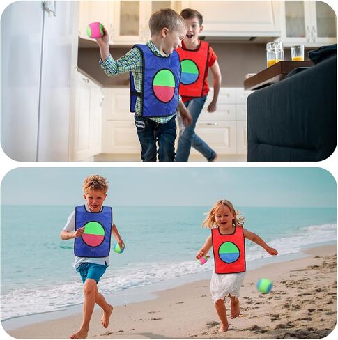 لعبة دودج بول للأطفال مجموعة كرات القذف والالتقاط، 2 سترات للإمساك، 6 كرات دودج، 1 حقيبة برباط، ألعاب ساحة الشاطئ، مجموعة كرات الإمساك، ألعاب حفلات الحديقة، ألعاب خارجية لعيد الميلاد كهدية عيد الميلاد in Kuwait