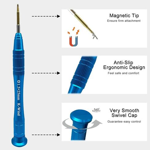 Precision Phillips Screwdriver #000, Small Phillips Screwdriver PH000/1.5mm Compatible with iPhone MacBook DJI Propeller & Switch, S2 High Alloy Steel Head, Magnetic Tip, 360° Swivel Cap in Kuwait