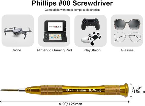 Precision Phillips Screwdriver #000, Small Phillips Screwdriver PH000/1.5mm Compatible with iPhone MacBook DJI Propeller & Switch, S2 High Alloy Steel Head, Magnetic Tip, 360° Swivel Cap in Kuwait