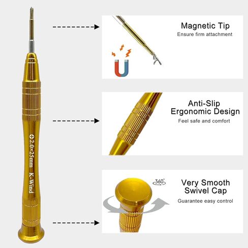 Precision Phillips Screwdriver #000, Small Phillips Screwdriver PH000/1.5mm Compatible with iPhone MacBook DJI Propeller & Switch, S2 High Alloy Steel Head, Magnetic Tip, 360° Swivel Cap in Kuwait